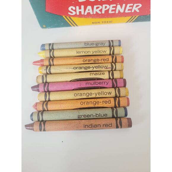 Crayola Crayons Binney & Smith 8 64 Vtg USA Retired Indian Red Thistle Maize Lot - Picture 2 of 8